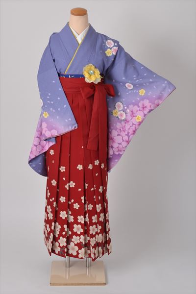 卒業袴［ブルー紫地の花模様］