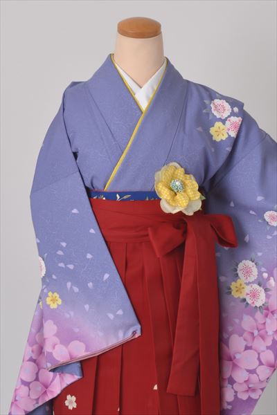 卒業袴［ブルー紫地の花模様］