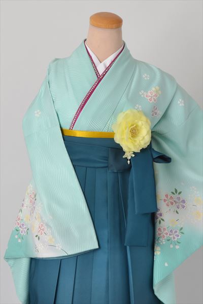 卒業袴［水色地に枝垂桜模様］