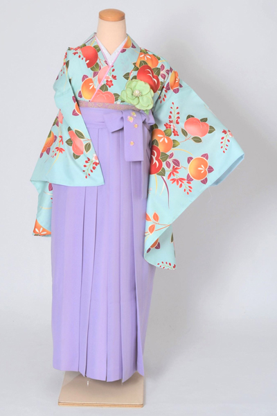 卒業袴［水色地の橘模様］