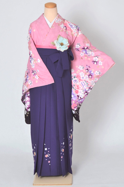 卒業袴［ピンク地の花模様］