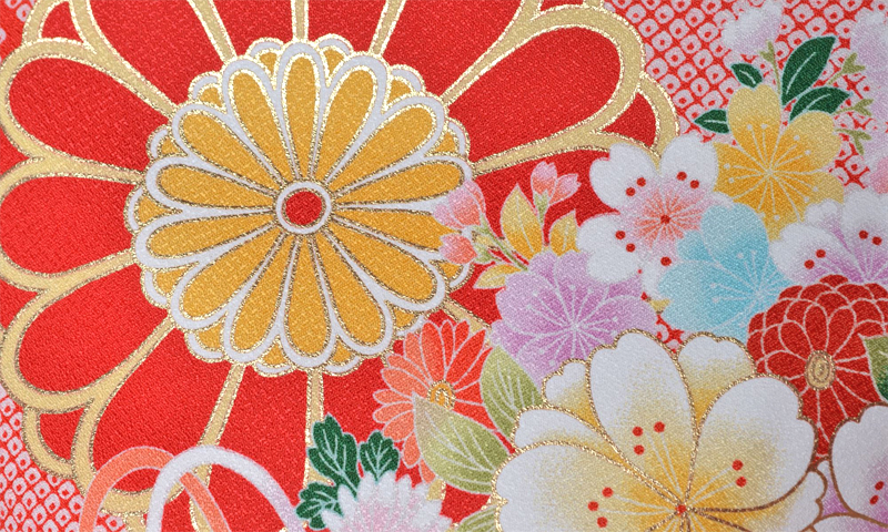 卒業袴［白地の菊に薬玉模様］