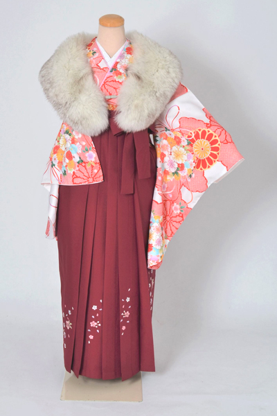 卒業袴［白地の菊に薬玉模様］