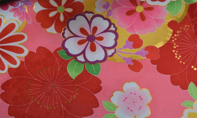 卒業袴［桃色地の花模様］