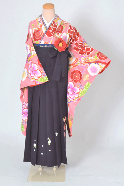 卒業袴［桃色地の束ね熨斗模様］