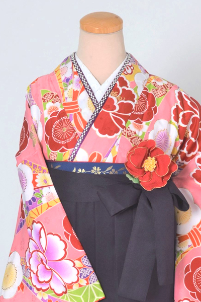 卒業袴［桃色地の束ね熨斗模様］