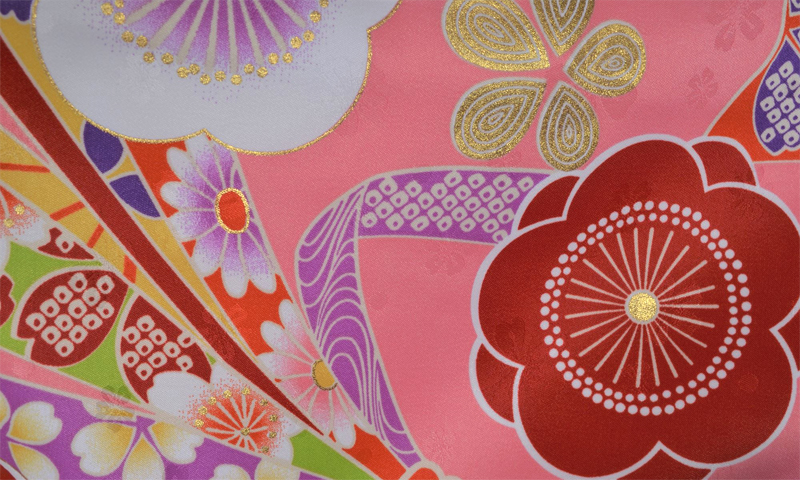 卒業袴［桃色地の束ね熨斗模様］