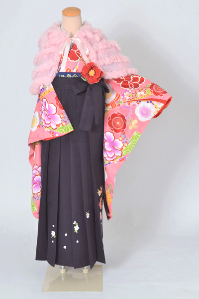 卒業袴［桃色地の束ね熨斗模様］