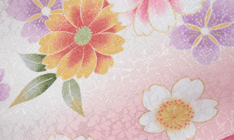 卒業袴［白地の手毬と花模様］