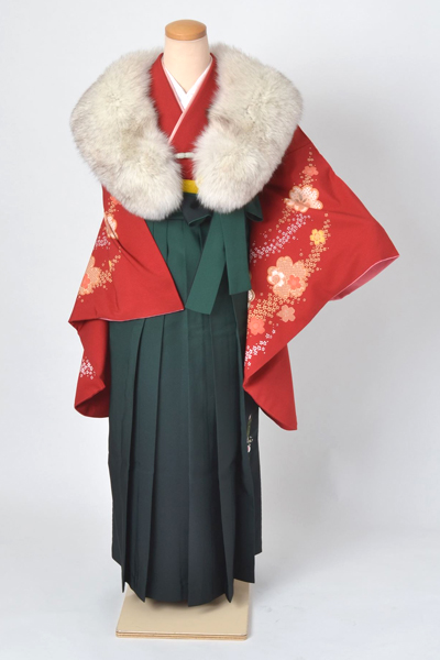 卒業袴［臙脂色地の桜づくし模様］