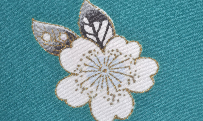 卒業袴［青地の桜花模様］