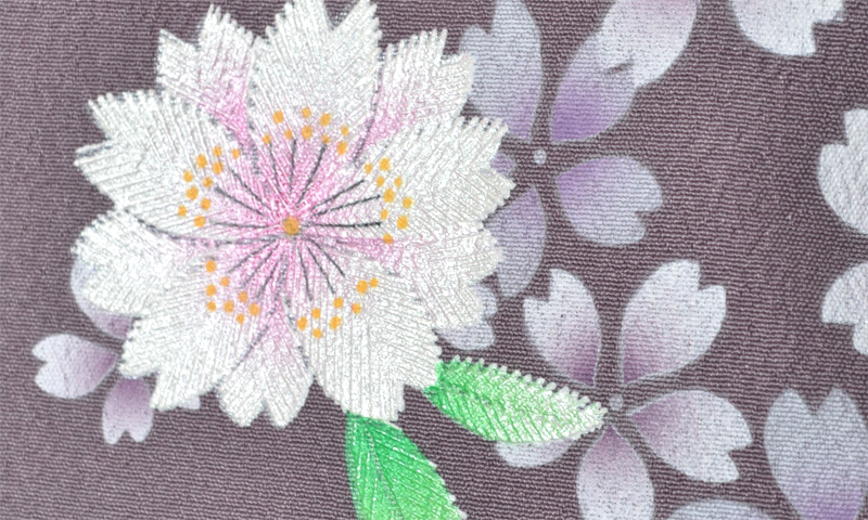 卒業袴［小豆色地の桜花模様］
