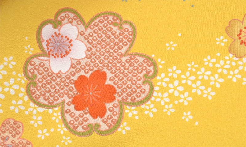 卒業袴［黄色地の桜づくし模様］