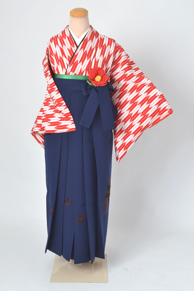 卒業袴［白地の矢羽根模様］