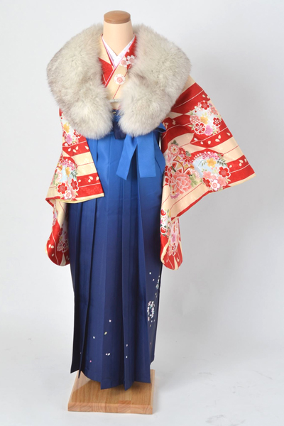 卒業袴［赤地の花丸紋模様］