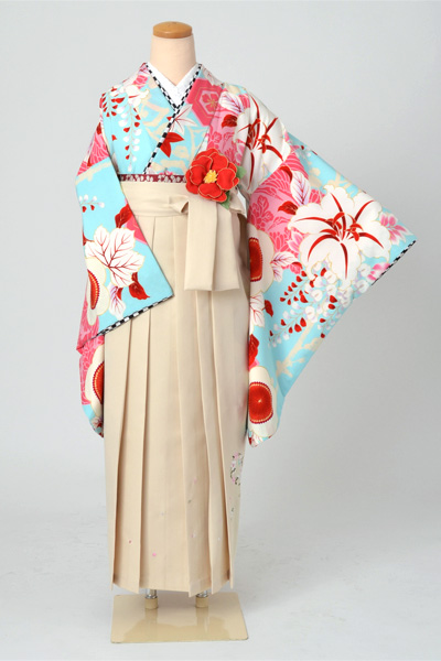 卒業袴［中村里砂・水色地の蘭模様］