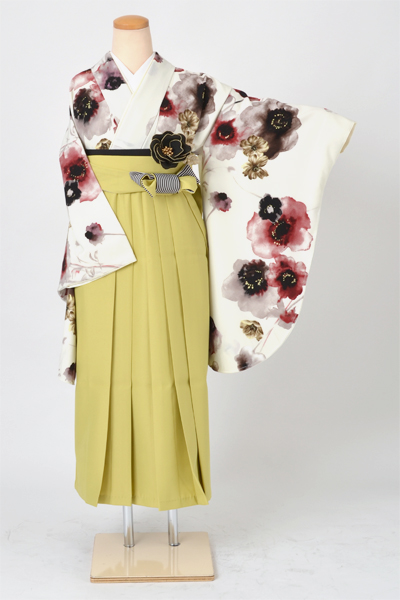 卒業袴[オフホワイト地にアネモネ］