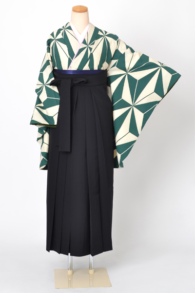 卒業袴［麻の葉柄×無地］