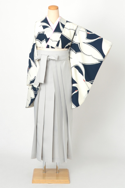 卒業袴［鶴×無地］