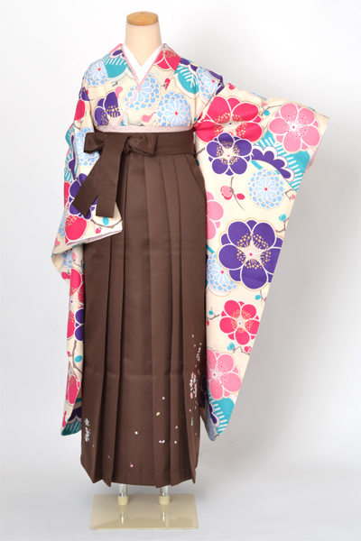 卒業袴［振袖・梅×刺しゅう入り］