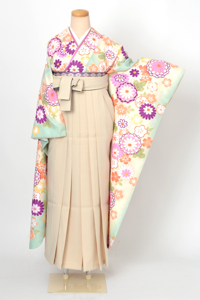 卒業袴［振袖・花×無地］