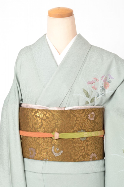 訪問着[薄緑色・花]