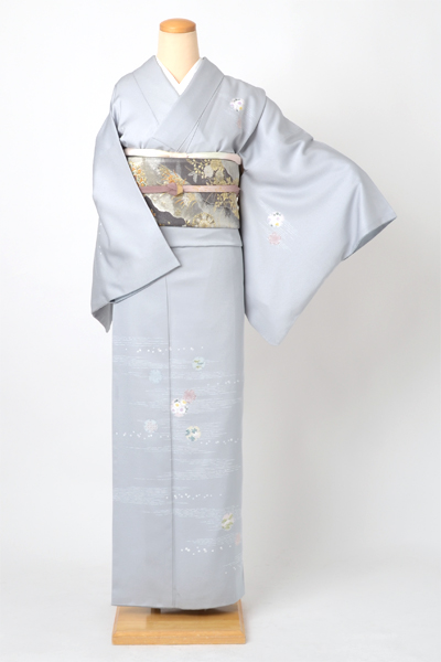 訪問着(淡グレー・雪輪)