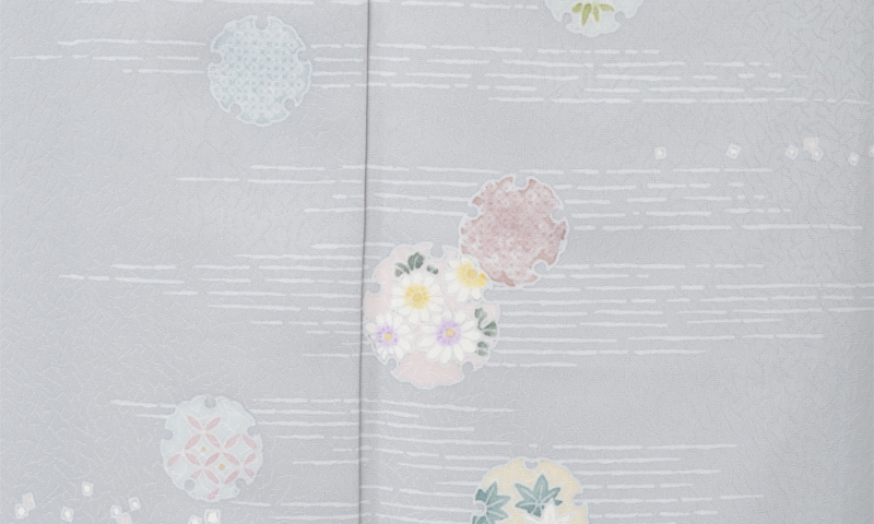 訪問着(淡グレー・雪輪)