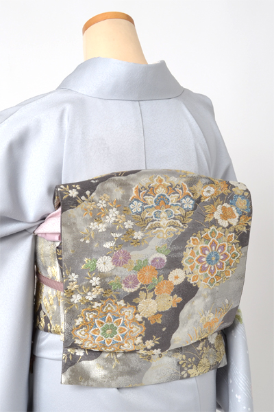 訪問着(淡グレー・雪輪)