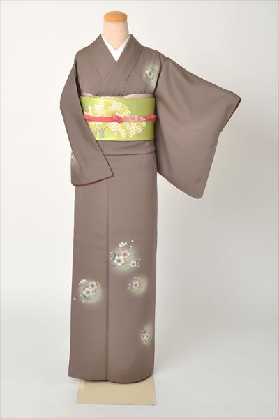 訪問着(桧皮色・桜)
