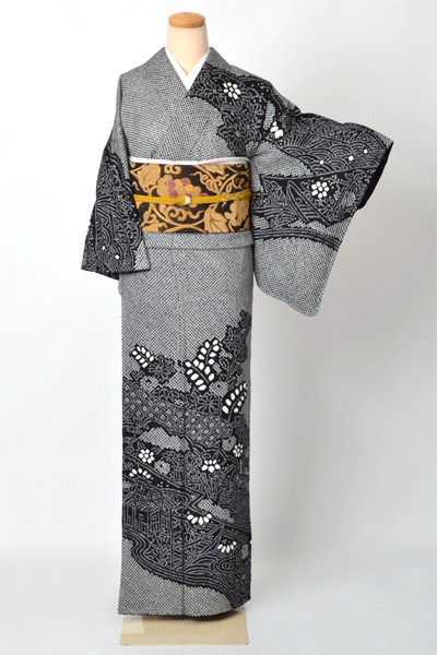 訪問着[黒地・総絞り]