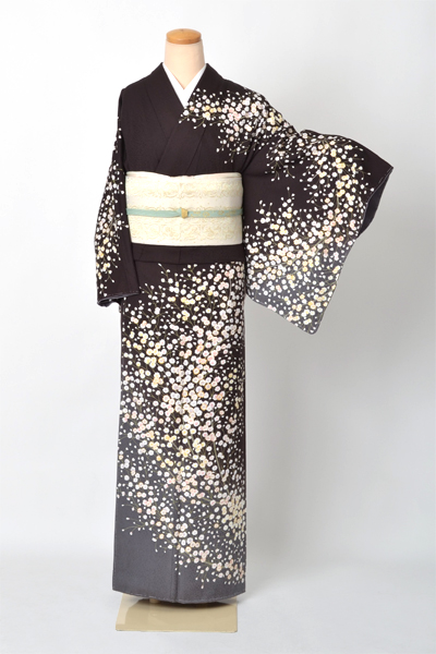 訪問着[茶色地・小花]