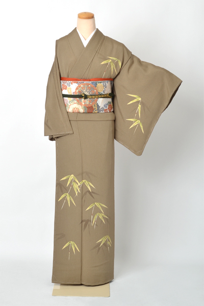 訪問着[利休茶・笹の葉]