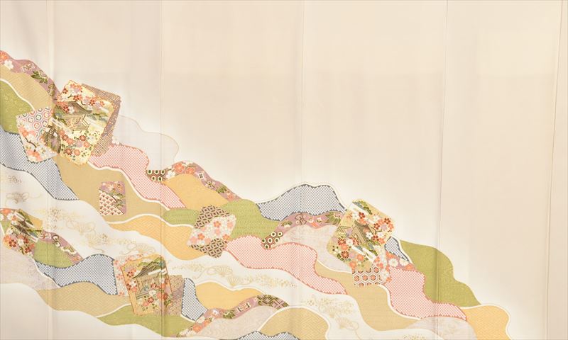 訪問着［生成りの道長裂模様］