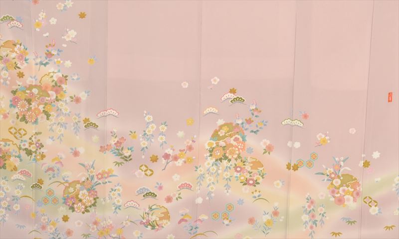 訪問着［ピンクの雪輪模様］