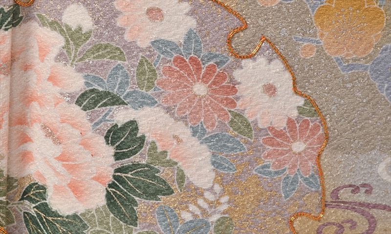 訪問着［新橋色の地紙模様］