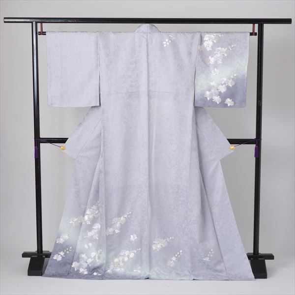 訪問着［グレイ地にランの花模様］