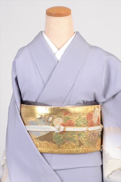 訪問着［グレー地の雪輪模様］