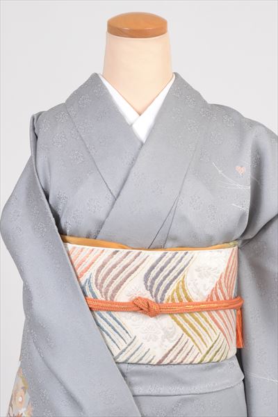 訪問着［ブルー地の花筏模様］