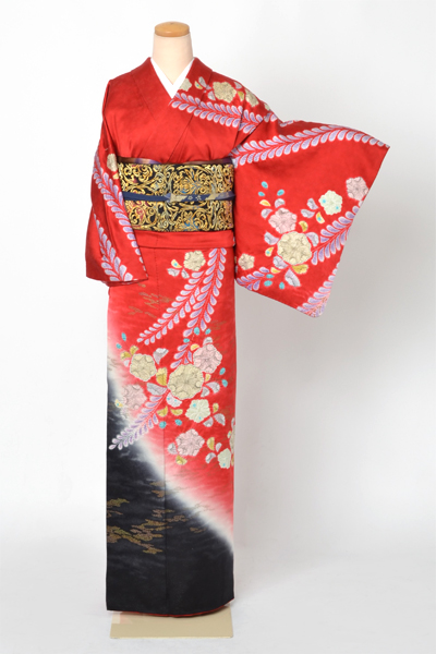 訪問着[赤・辻が花]