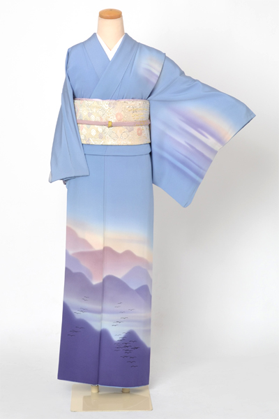 訪問着[水色地・遠山]