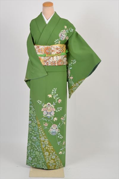 訪問着［緑色の辻が花模様］