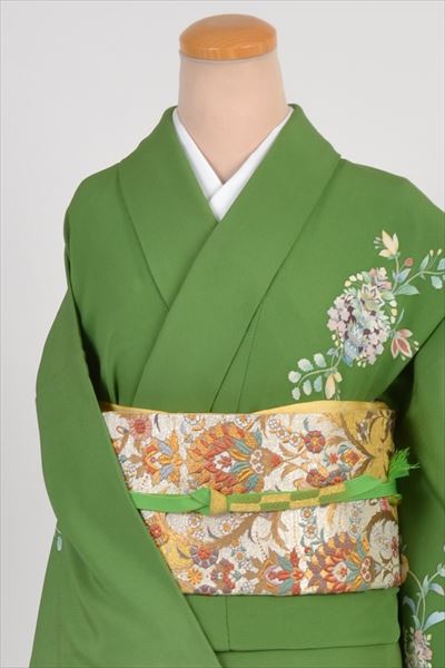 訪問着［緑色の辻が花模様］