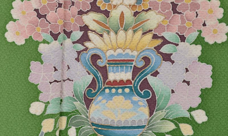 訪問着［緑色の辻が花模様］