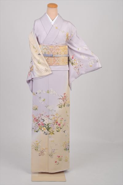 訪問着［薄紫の花模様］