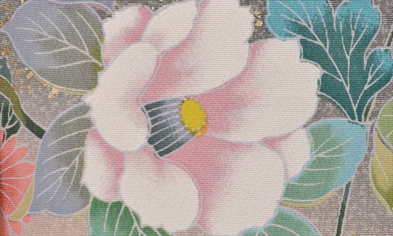 訪問着［木賊色の花模様］