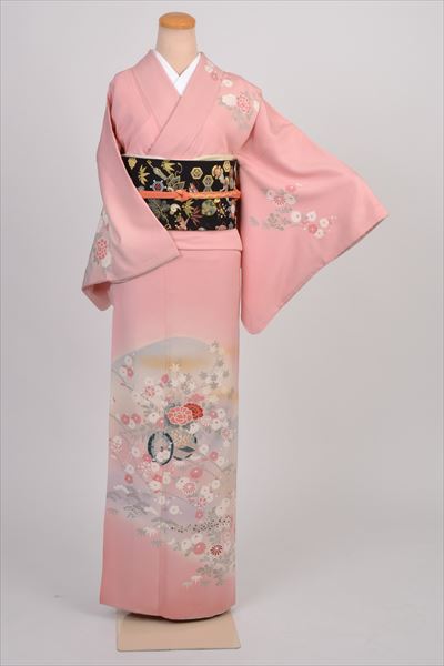 訪問着［桃色の花車模様］