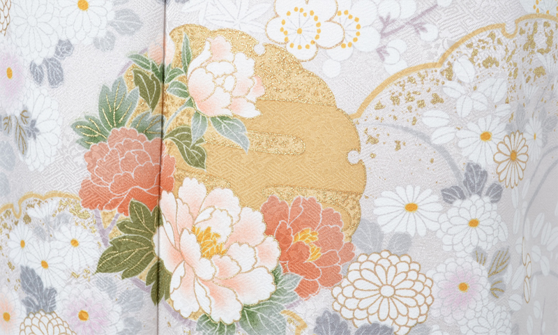 訪問着「雪輪の四季花模様」