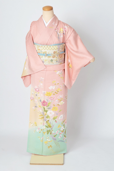 訪問着「桜色に花束模様」