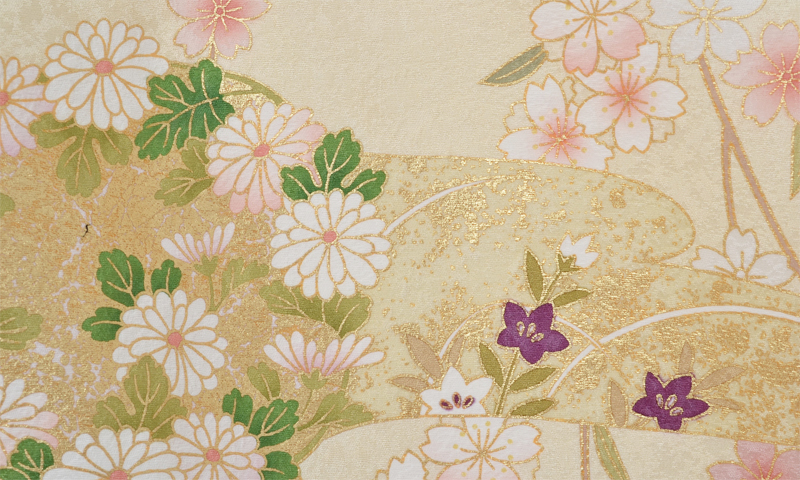 訪問着「クリーム色に枝垂れ桜」